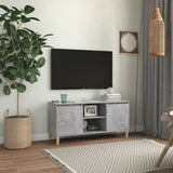 NNEVL TV Cabinet with Solid Wood Legs Concrete Grey 103.5x35x50 cm