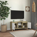 NNEVL TV Cabinet & Solid Wood Legs White & Sonoma Oak 103.5x35x50 cm