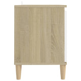 NNEVL TV Cabinet & Solid Wood Legs White & Sonoma Oak 103.5x35x50 cm