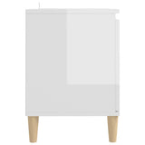 NNEVL TV Cabinet & Solid Wood Legs High Gloss White 103.5x35x50 cm