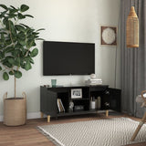 NNEVL TV Cabinet & Solid Wood Legs High Gloss Black 103.5x35x50 cm