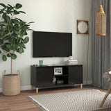NNEVL TV Cabinet & Solid Wood Legs High Gloss Black 103.5x35x50 cm