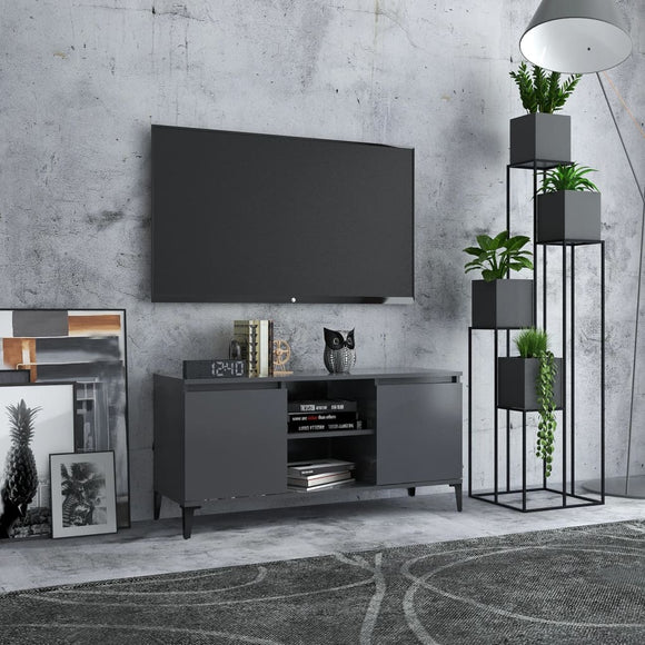 NNEVL TV Cabinet with Metal Legs Grey 103.5x35x50 cm