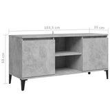 NNEVL TV Cabinet with Metal Legs Concrete Grey 103.5x35x50 cm