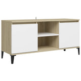 NNEVL TV Cabinet with Metal Legs White and Sonoma Oak 103.5x35x50 cm