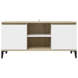 NNEVL TV Cabinet with Metal Legs White and Sonoma Oak 103.5x35x50 cm