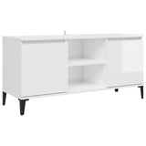 NNEVL TV Cabinet with Metal Legs High Gloss White 103.5x35x50 cm