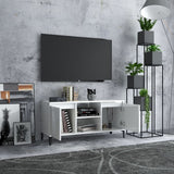NNEVL TV Cabinet with Metal Legs High Gloss White 103.5x35x50 cm