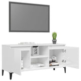 NNEVL TV Cabinet with Metal Legs High Gloss White 103.5x35x50 cm