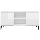NNEVL TV Cabinet with Metal Legs High Gloss White 103.5x35x50 cm