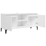 NNEVL TV Cabinet with Metal Legs High Gloss White 103.5x35x50 cm