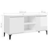 NNEVL TV Cabinet with Metal Legs High Gloss White 103.5x35x50 cm