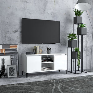 NNEVL TV Cabinet with Metal Legs High Gloss White 103.5x35x50 cm