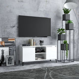 NNEVL TV Cabinet with Metal Legs High Gloss White 103.5x35x50 cm