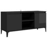 NNEVL TV Cabinet with Metal Legs High Gloss Black 103.5x35x50 cm