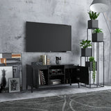 NNEVL TV Cabinet with Metal Legs High Gloss Black 103.5x35x50 cm