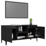 NNEVL TV Cabinet with Metal Legs High Gloss Black 103.5x35x50 cm
