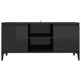 NNEVL TV Cabinet with Metal Legs High Gloss Black 103.5x35x50 cm