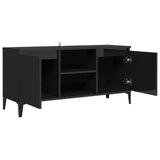 NNEVL TV Cabinet with Metal Legs High Gloss Black 103.5x35x50 cm
