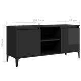 NNEVL TV Cabinet with Metal Legs High Gloss Black 103.5x35x50 cm