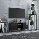 NNEVL TV Cabinet with Metal Legs High Gloss Black 103.5x35x50 cm