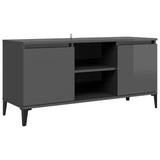 NNEVL TV Cabinet with Metal Legs High Gloss Grey 103.5x35x50 cm