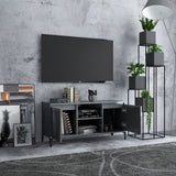 NNEVL TV Cabinet with Metal Legs High Gloss Grey 103.5x35x50 cm