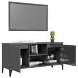 NNEVL TV Cabinet with Metal Legs High Gloss Grey 103.5x35x50 cm