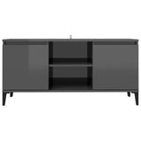 NNEVL TV Cabinet with Metal Legs High Gloss Grey 103.5x35x50 cm
