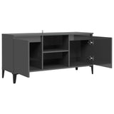 NNEVL TV Cabinet with Metal Legs High Gloss Grey 103.5x35x50 cm