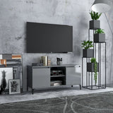 NNEVL TV Cabinet with Metal Legs High Gloss Grey 103.5x35x50 cm