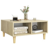 NNEVL Coffee Table White and Sonoma Oak 60x60x30 cm Chipboard