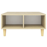 NNEVL Coffee Table White and Sonoma Oak 60x60x30 cm Chipboard