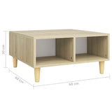 NNEVL Coffee Table White and Sonoma Oak 60x60x30 cm Chipboard