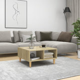 NNEVL Coffee Table White and Sonoma Oak 60x60x30 cm Chipboard