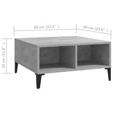 NNEVL Coffee Table Concrete Grey 60x60x30 cm Chipboard