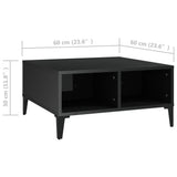 NNEVL Coffee Table High Gloss Black 60x60x30 cm Chipboard