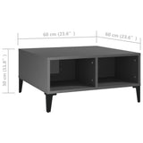NNEVL Coffee Table High Gloss Grey 60x60x30 cm Chipboard