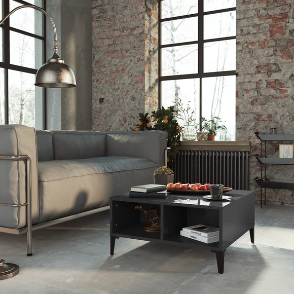 NNEVL Coffee Table High Gloss Grey 60x60x30 cm Chipboard