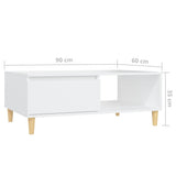 NNEVL Coffee Table White 90x60x35 cm Engineered Wood