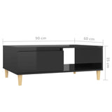 NNEVL Coffee Table High Gloss Black 90x60x35 cm Engineered Wood