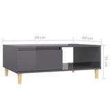 NNEVL Coffee Table High Gloss Grey 90x60x35 cm Engineered Wood
