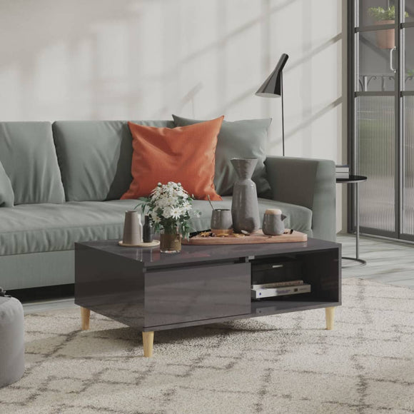 NNEVL Coffee Table High Gloss Grey 90x60x35 cm Engineered Wood