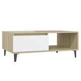 NNEVL Coffee Table White and Sonoma Oak 90x60x35 cm Chipboard