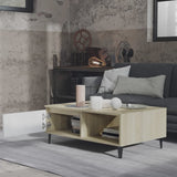 NNEVL Coffee Table White and Sonoma Oak 90x60x35 cm Chipboard