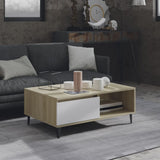 NNEVL Coffee Table White and Sonoma Oak 90x60x35 cm Chipboard