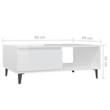 NNEVL Coffee Table High Gloss White 90x60x35 cm Chipboard