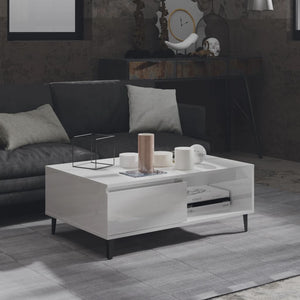 NNEVL Coffee Table High Gloss White 90x60x35 cm Chipboard