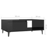 NNEVL Coffee Table High Gloss Black 90x60x35 cm Chipboard