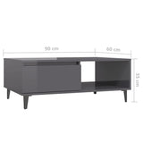 NNEVL Coffee Table High Gloss Grey 90x60x35 cm Chipboard